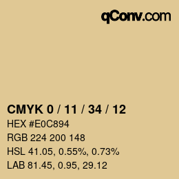Código de color: CMYK 0 / 11 / 34 / 12 | qconv.com