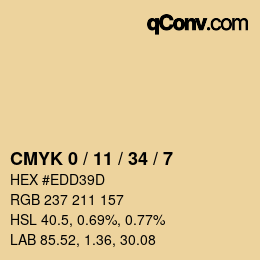 カラーコード: CMYK 0 / 11 / 34 / 7 | qconv.com