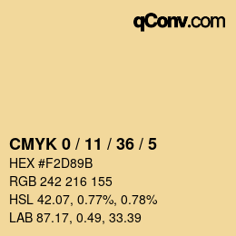 Color code: CMYK 0 / 11 / 36 / 5 | qconv.com