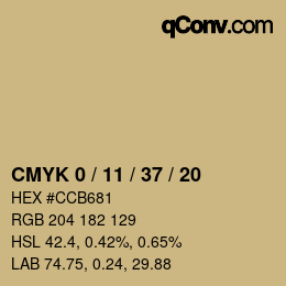 カラーコード: CMYK 0 / 11 / 37 / 20 | qconv.com