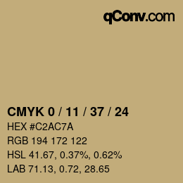 カラーコード: CMYK 0 / 11 / 37 / 24 | qconv.com