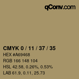 カラーコード: CMYK 0 / 11 / 37 / 35 | qconv.com