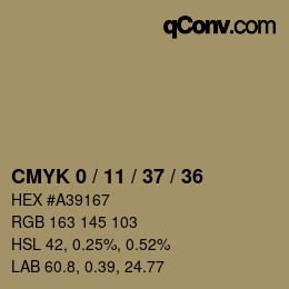 Farbcode: CMYK 0 / 11 / 37 / 36 | qconv.com
