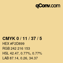 Color code: CMYK 0 / 11 / 37 / 5 | qconv.com