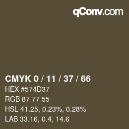 颜色代码: CMYK 0 / 11 / 37 / 66 | qconv.com