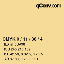 カラーコード: CMYK 0 / 11 / 38 / 4 | qconv.com
