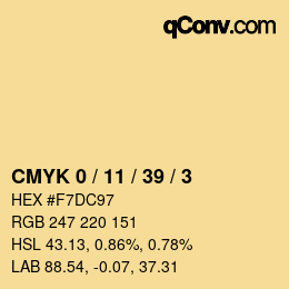 Color code: CMYK 0 / 11 / 39 / 3 | qconv.com