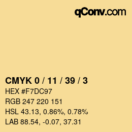 Color code: CMYK 0 / 11 / 39 / 3 | qconv.com