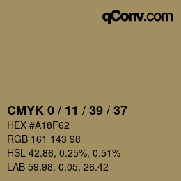 カラーコード: CMYK 0 / 11 / 39 / 37 | qconv.com