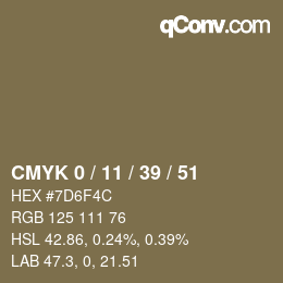 Color code: CMYK 0 / 11 / 39 / 51 | qconv.com