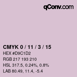 カラーコード: CMYK 0 / 11 / 3 / 15 | qconv.com