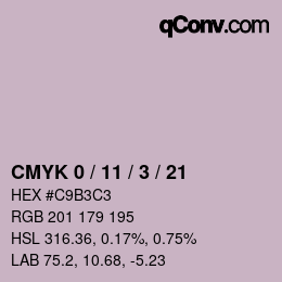 颜色代码: CMYK 0 / 11 / 3 / 21 | qconv.com