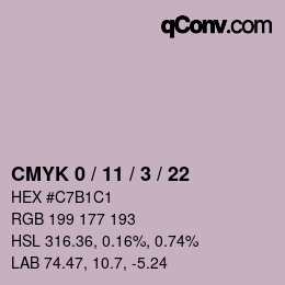 カラーコード: CMYK 0 / 11 / 3 / 22 | qconv.com