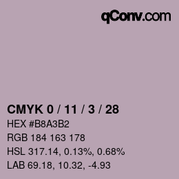 カラーコード: CMYK 0 / 11 / 3 / 28 | qconv.com
