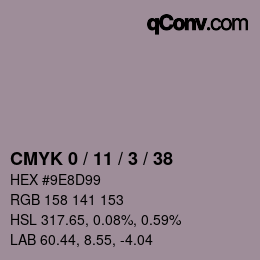 颜色代码: CMYK 0 / 11 / 3 / 38 | qconv.com
