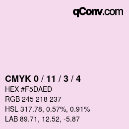 カラーコード: CMYK 0 / 11 / 3 / 4 | qconv.com