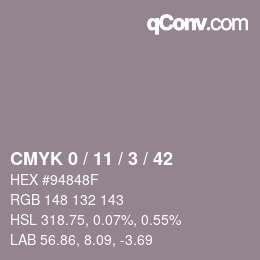 カラーコード: CMYK 0 / 11 / 3 / 42 | qconv.com