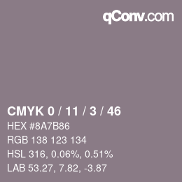 Color code: CMYK 0 / 11 / 3 / 46 | qconv.com