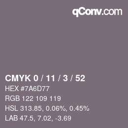 Color code: CMYK 0 / 11 / 3 / 52 | qconv.com