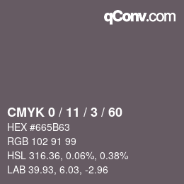 カラーコード: CMYK 0 / 11 / 3 / 60 | qconv.com