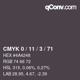 Color code: CMYK 0 / 11 / 3 / 71 | qconv.com