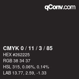 Color code: CMYK 0 / 11 / 3 / 85 | qconv.com