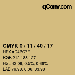 カラーコード: CMYK 0 / 11 / 40 / 17 | qconv.com