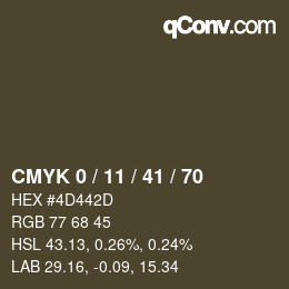 Color code: CMYK 0 / 11 / 41 / 70 | qconv.com