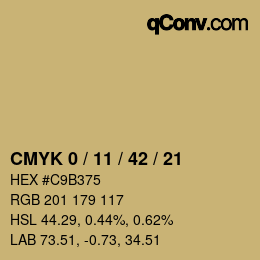 カラーコード: CMYK 0 / 11 / 42 / 21 | qconv.com