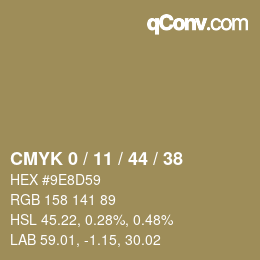 カラーコード: CMYK 0 / 11 / 44 / 38 | qconv.com