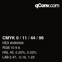 Código de color: CMYK 0 / 11 / 44 / 96 | qconv.com