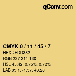 カラーコード: CMYK 0 / 11 / 45 / 7 | qconv.com