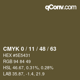 Farbcode: CMYK 0 / 11 / 48 / 63 | qconv.com