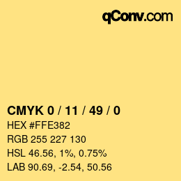 Farbcode: CMYK 0 / 11 / 49 / 0 | qconv.com