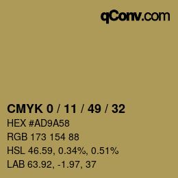 颜色代码: CMYK 0 / 11 / 49 / 32 | qconv.com