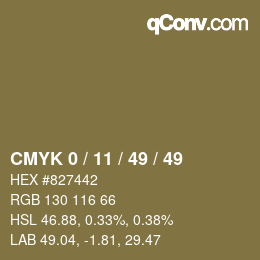 颜色代码: CMYK 0 / 11 / 49 / 49 | qconv.com