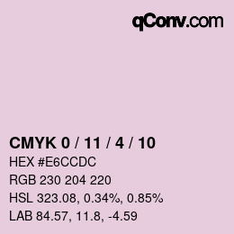 カラーコード: CMYK 0 / 11 / 4 / 10 | qconv.com