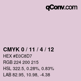 カラーコード: CMYK 0 / 11 / 4 / 12 | qconv.com