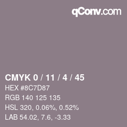 Color code: CMYK 0 / 11 / 4 / 45 | qconv.com
