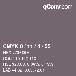 カラーコード: CMYK 0 / 11 / 4 / 55 | qconv.com