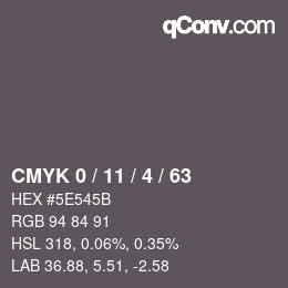 Color code: CMYK 0 / 11 / 4 / 63 | qconv.com