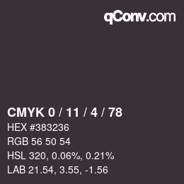 Color code: CMYK 0 / 11 / 4 / 78 | qconv.com