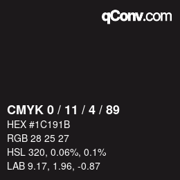 颜色代码: CMYK 0 / 11 / 4 / 89 | qconv.com