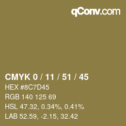 颜色代码: CMYK 0 / 11 / 51 / 45 | qconv.com