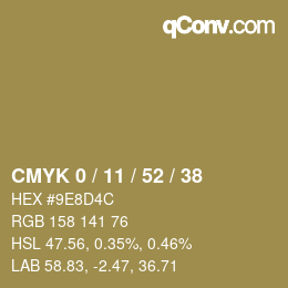 カラーコード: CMYK 0 / 11 / 52 / 38 | qconv.com