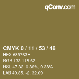 颜色代码: CMYK 0 / 11 / 53 / 48 | qconv.com