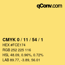 Color code: CMYK 0 / 11 / 54 / 1 | qconv.com