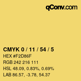 Color code: CMYK 0 / 11 / 54 / 5 | qconv.com