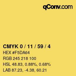 Farbcode: CMYK 0 / 11 / 59 / 4 | qconv.com