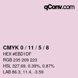 カラーコード: CMYK 0 / 11 / 5 / 8 | qconv.com